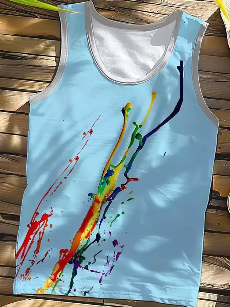 Camisola regata havaiana masculina, camiseta sem mangas, festa na praia, fitness ao ar livre, estampa 3D palmeira, verão, novo, 2022