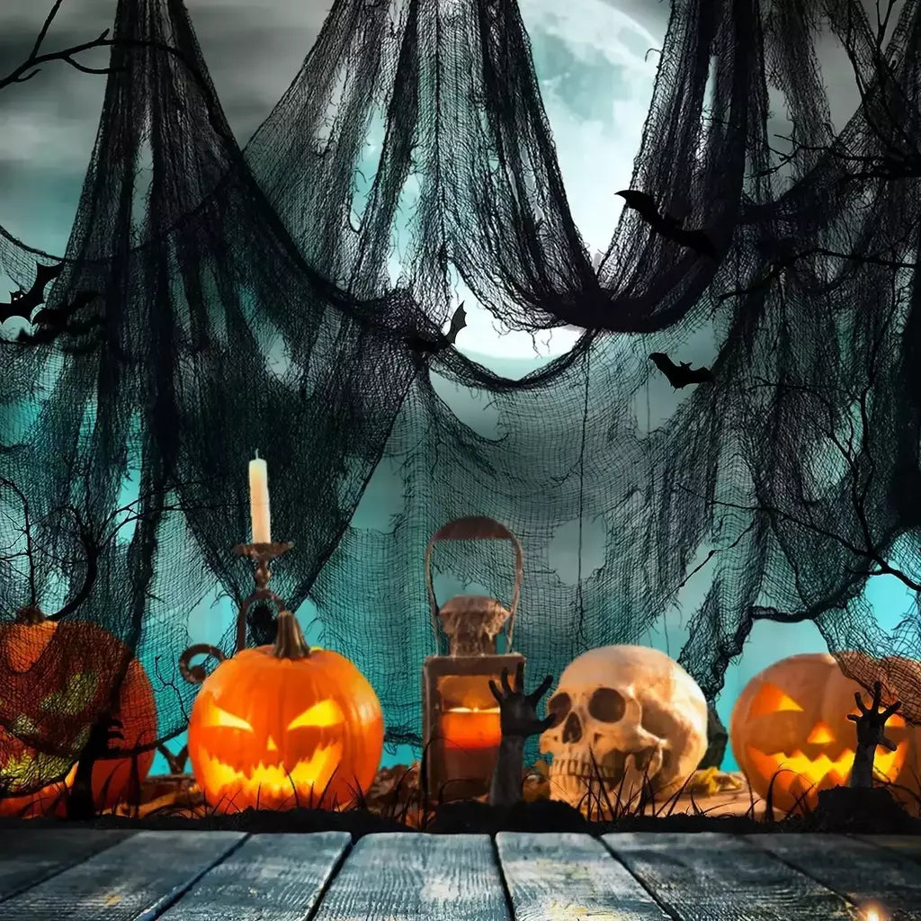 76x183cm decorações de halloween preto assustador gaze pano janela mesa porta net assustador fantasia vestido festa casa assombrada decoração da parede