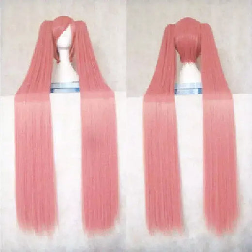Hairjoy cabelo sintético longo reto verde peruca cosplay com 2 clipes em rabos de cavalo vocaloid hatsune miku traje peruca
