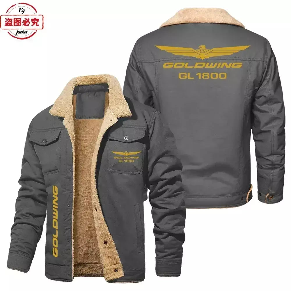 Asa de ouro 1800 logotipo da motocicleta impressão velo térmico gola alta jaqueta roupas de ciclismo roupas de corrida equipe roupas de trabalho