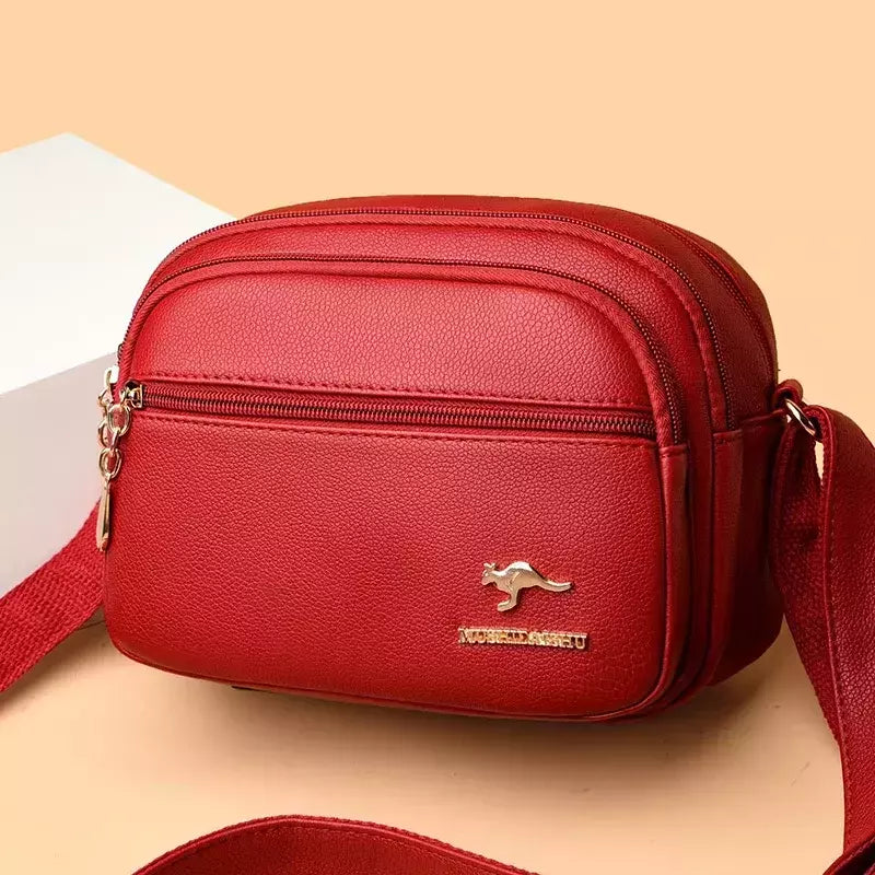 Bolsa mensageiro de couro macio para mulheres, bolso múltiplo, resistente ao desgaste, bolsa feminina de luxo, bolsa de alta qualidade