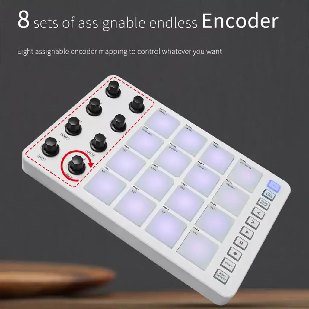 M-VAVE SMC-PAD controlador midi sem fio teclado de percussão adequado interface USB-C design portátil pequeno almofada midi