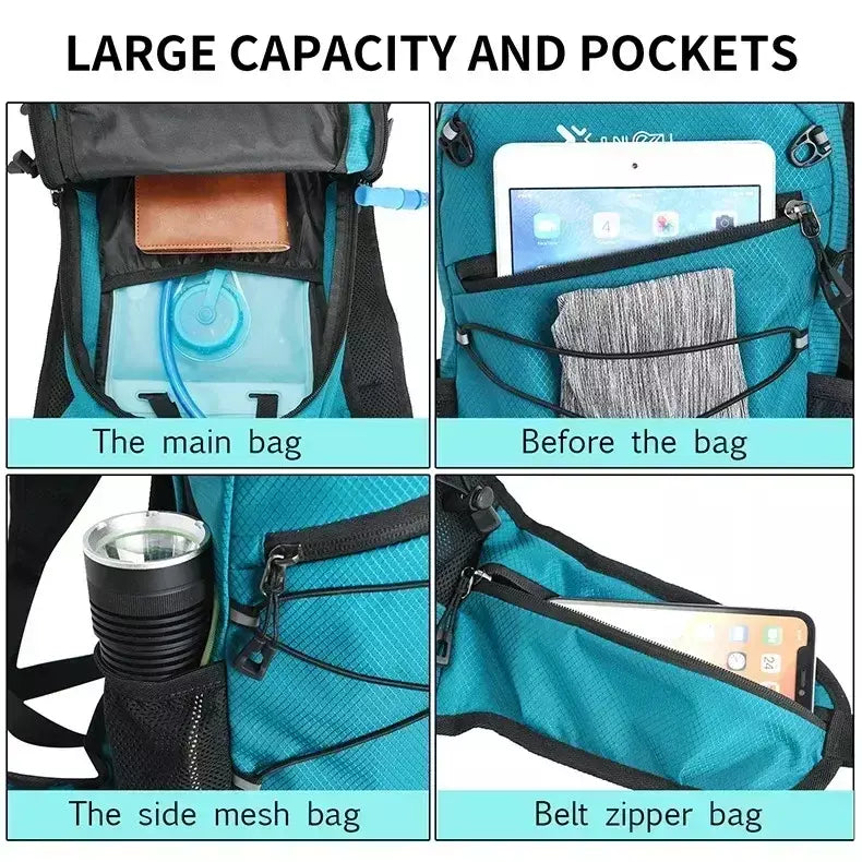 Caminhadas mochila impermeável poliéster resistente ao desgaste das mulheres dos homens trekking mochila em camadas saco de armazenamento esporte para exercício fitness