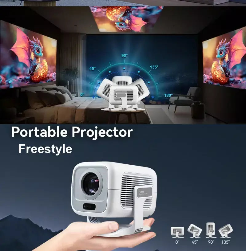 HUAWEISHI 4K Projetor Android Nativo Portátil 1080P Foco Automático 600ANSI Vídeo cinema em casa Projetor led hd externo