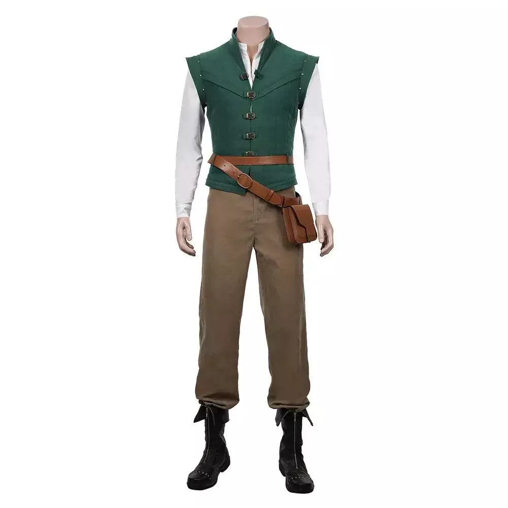 Anime flynn rider emaranhado rapunzel cosplay traje adulto carnaval uniforme halloween anime trajes do príncipe acessórios