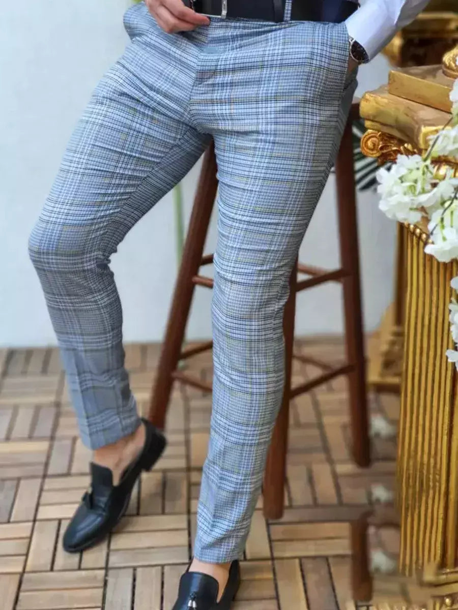 Calça esportiva longa elástica masculina, terno da moda, calça de negócios, nova primavera, verão, outono