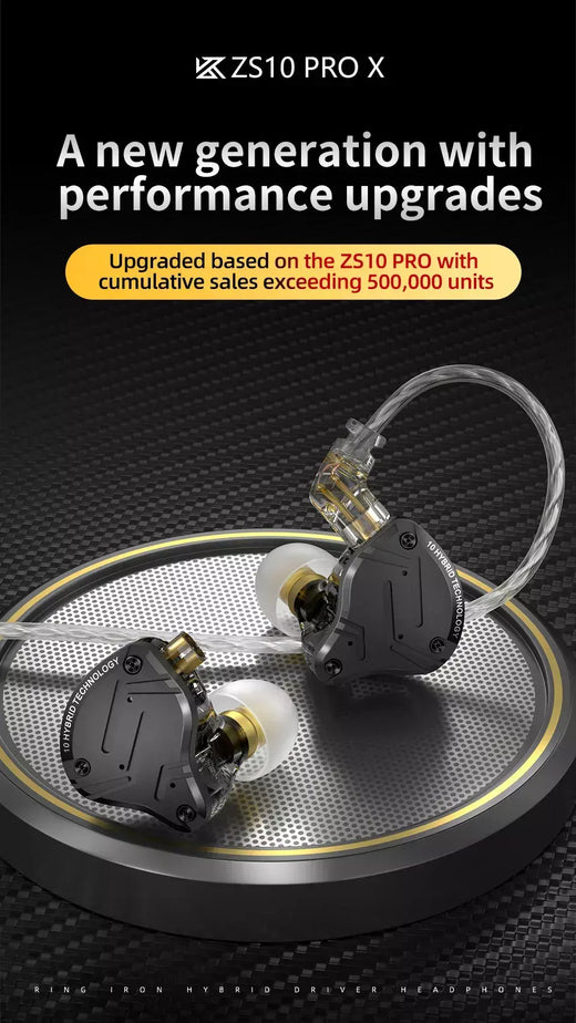 KZ ZS10 Pro X Fones de ouvido intra-auriculares com fio Fones de ouvido de música HiFi Bass Monitor Fones de ouvido esportivos