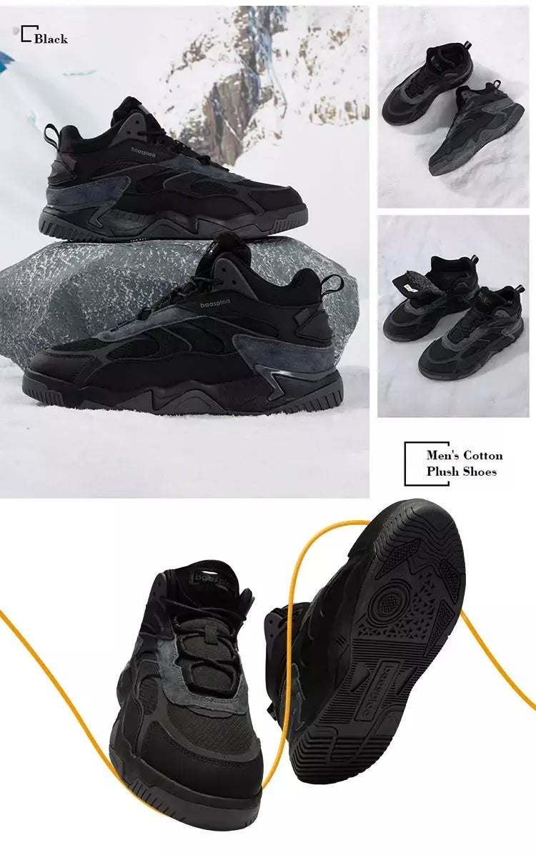 Baasploa inverno homens tênis de couro moda casual à prova dwaterproof água sapatos esportivos para homem de pelúcia quente masculino tênis antiderrapante ao ar livre