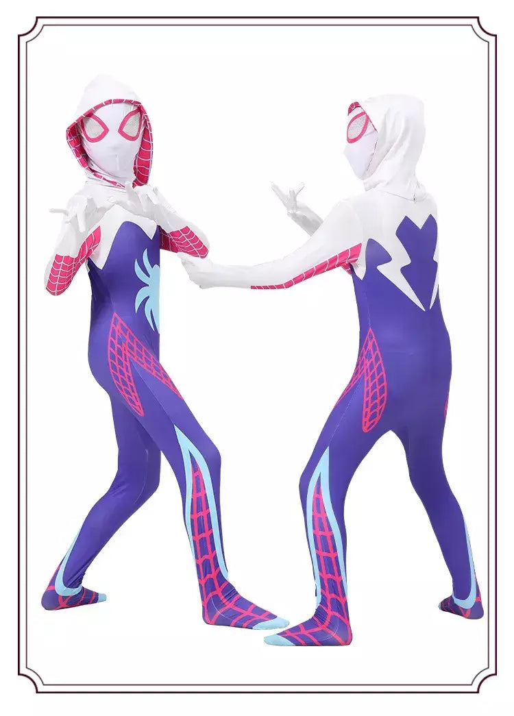 Meninas gwen fantasma aranha traje bodysuit halloween cosplay com capuz trajes de festa de férias fantasia sexy vestir-se hoodies maiô