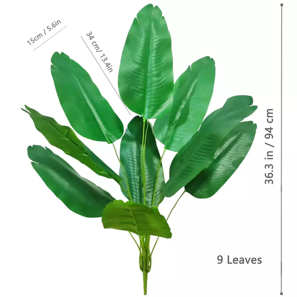 Palmeira tropical artificial 60-90-120cm(47,2 pol.) folhas de planta de banana falsa toque real planta de plástico strelitzia para jardim doméstico