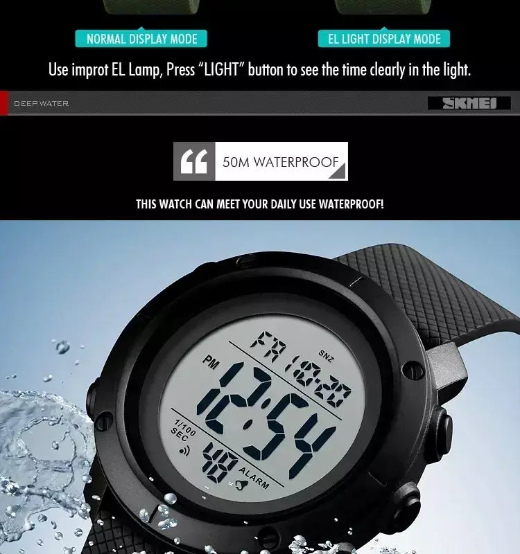 Skmei 1426 montre masculino despertador moda relógio digital relogio masculino esporte relógio masculino marca de luxo 5bar relógios à prova dwaterproof água