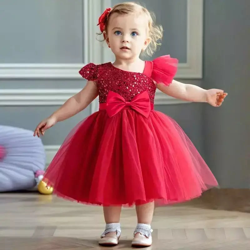 Vestidos de lantejoulas princesa feminina, vestido de batismo, festa de casamento infantil, Natal, vestido novo de luxo, 2022