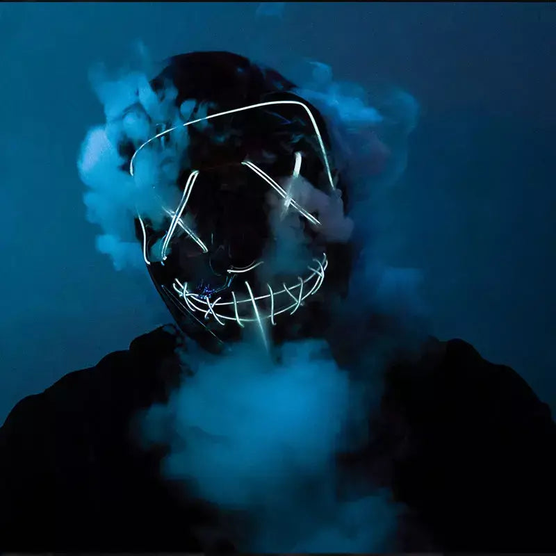 Neon sem fio led máscara de purga brilho no escuro cosplay máscara de terror halloween masquerade festa máscaras brilhantes engraçado vestir-se