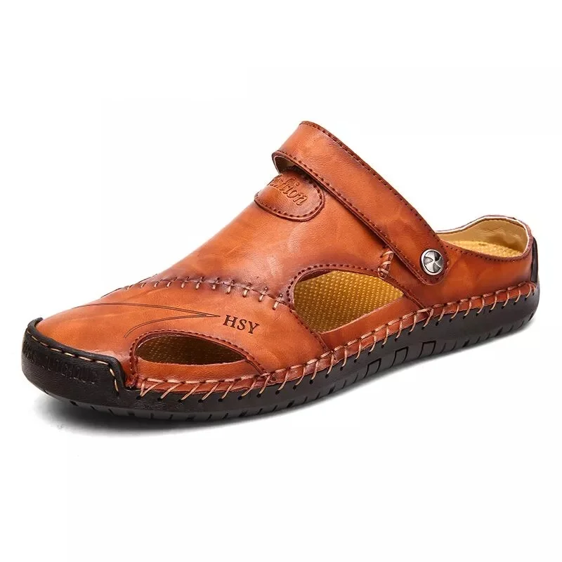 Sandálias romanas clássicas masculinas, chinelo de borracha de praia, tênis de trekking aquático, couro, verão, 2022
