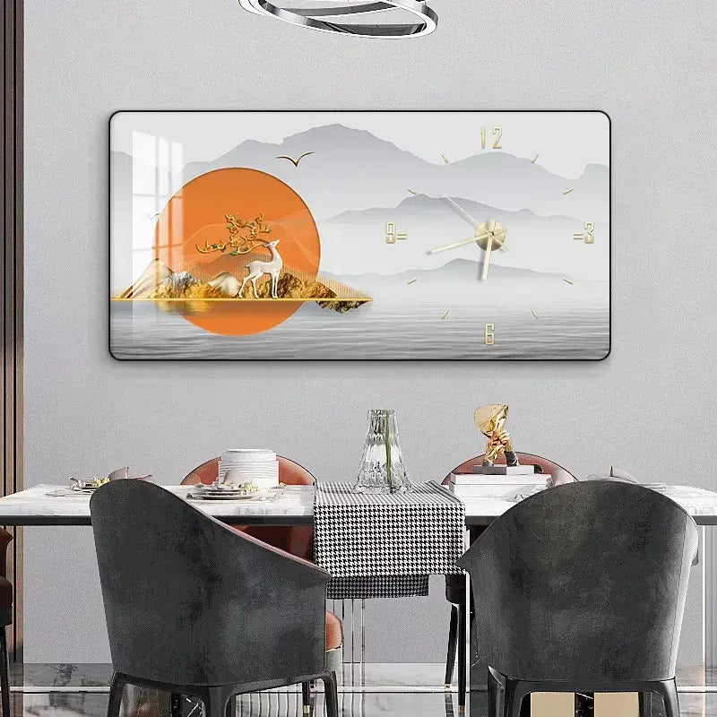 Relógio De Parede De Porcelana De Cristal Para Casa, Pintura Decorativa Retangular, Restaurante simples, Pendurado em Canto Redondo