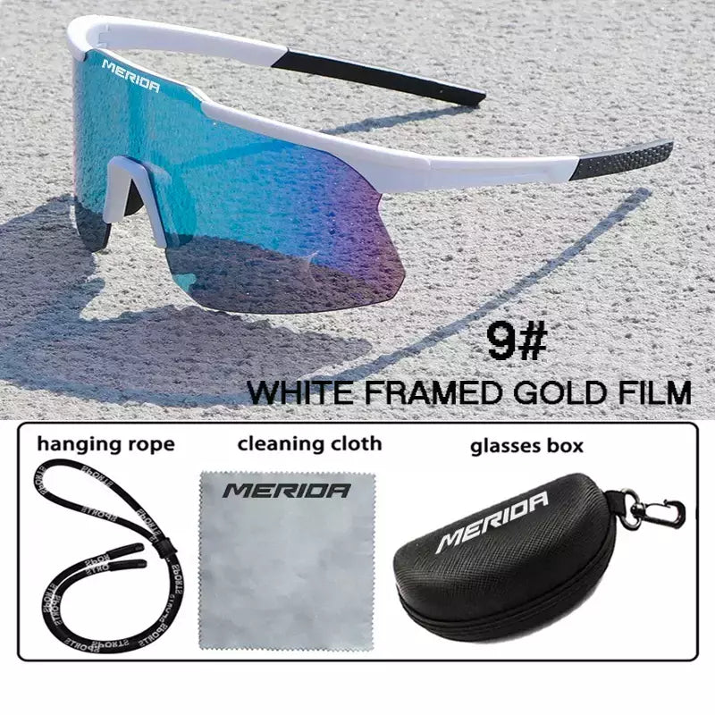 Merida-Óculos de sol para homens e mulheres, óculos esportivos, UV400, óculos de equitação, mountain bike, bicicleta de estrada, lentes ao ar livre com estojo