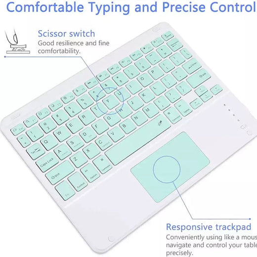 Teclado bluetooth espanhol/inglês de 10 polegadas para ipad air pro teclado recarregável sem fio para telefone tablet laptop universal