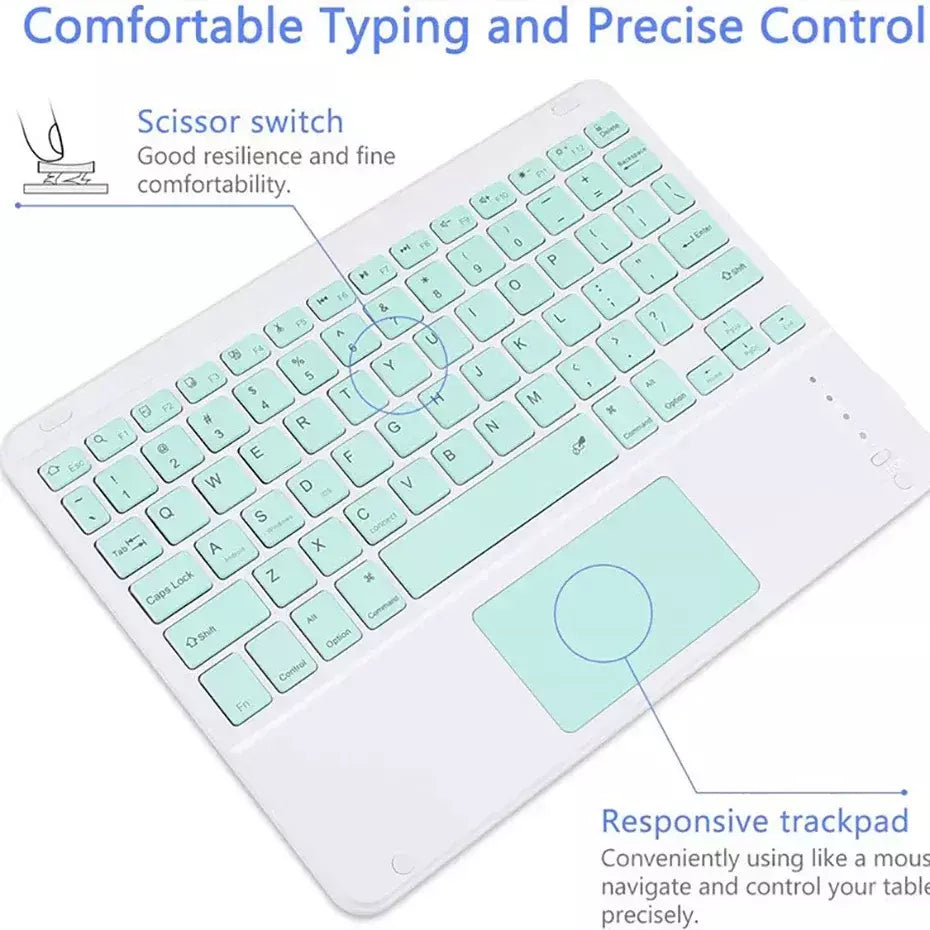 Teclado bluetooth espanhol/inglês de 10 polegadas para ipad air pro teclado recarregável sem fio para telefone tablet laptop universal