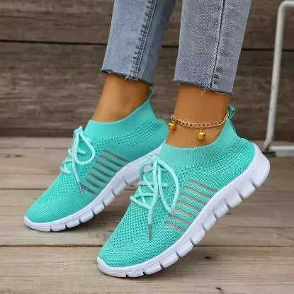 Tênis casual feminino, confortável e respirável, sapato de plataforma versátil com cordões, moda verão, 2024