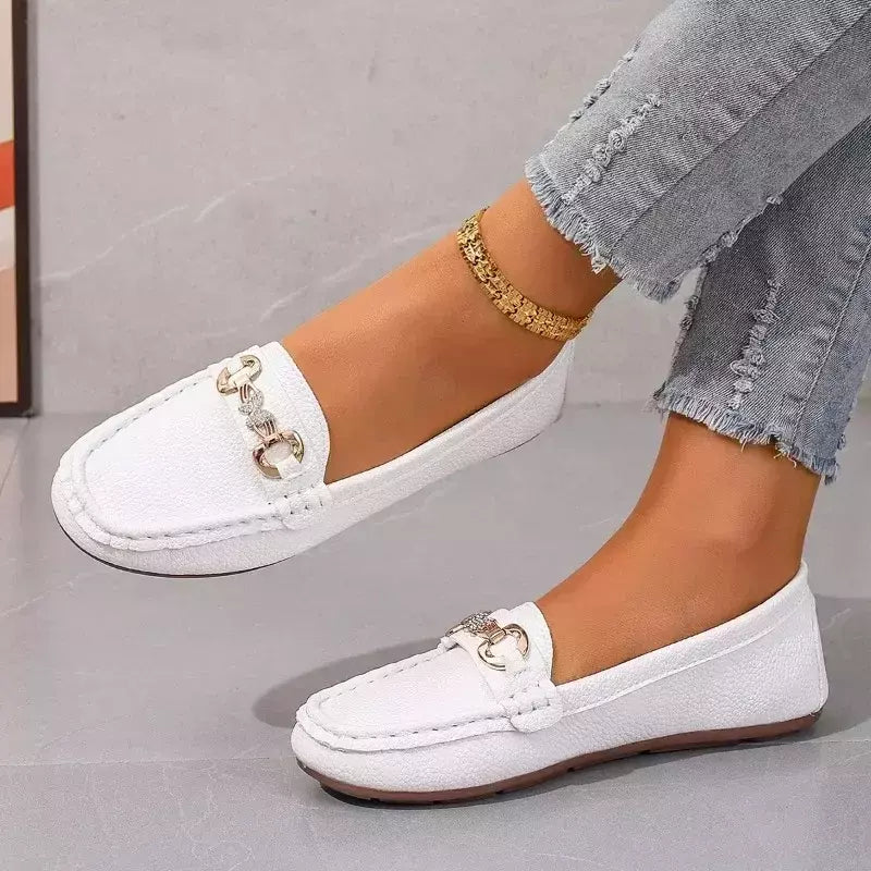Mocassins casuais e confortáveis para mulheres, deslizamento em apartamentos, dedo do pé redondo, sola sólida, sapatos femininos, novo, outono, 2022, 2024