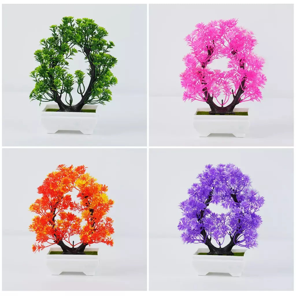 Plantas artificiais em vaso bonsai lindas pequenas plantas de árvore flores falsas ornamentos em vaso para casa jardim decoração oficial do hotel