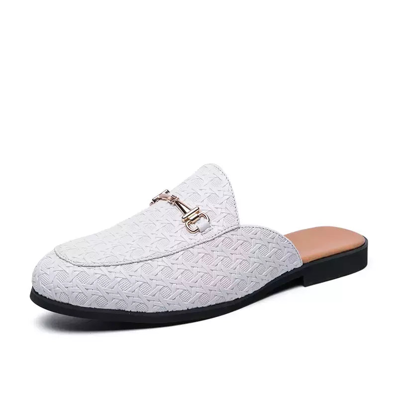 Sapatos casuais meio arrasto para homens, mocassins da moda, deslizamento em apartamentos, marca de luxo, mocassins novos, tamanho grande 38-46, 2023