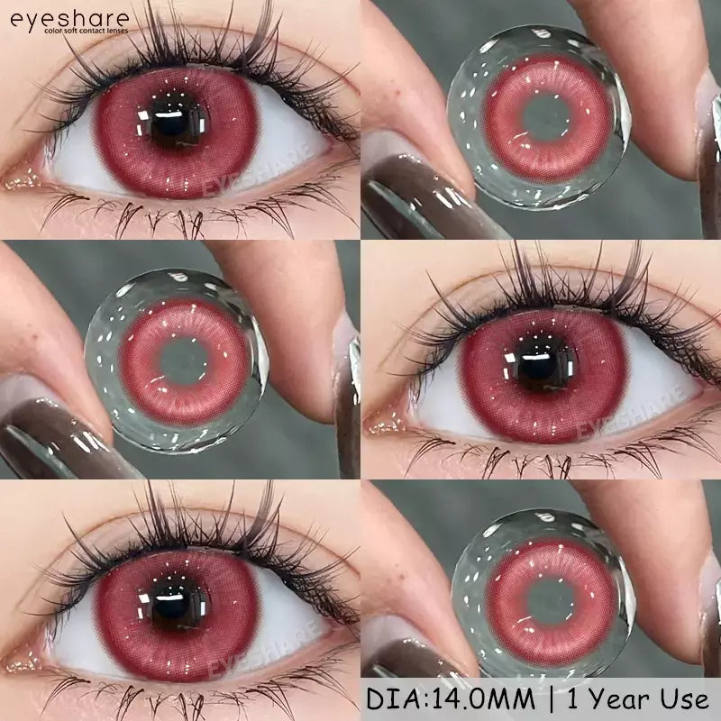 AMARA 1 par de lentes de contato coloridas para olhos, lentes azuis para cosplay de anime, lentes coloridas roxas, rosa y2k, lentes vermelhas coloridas