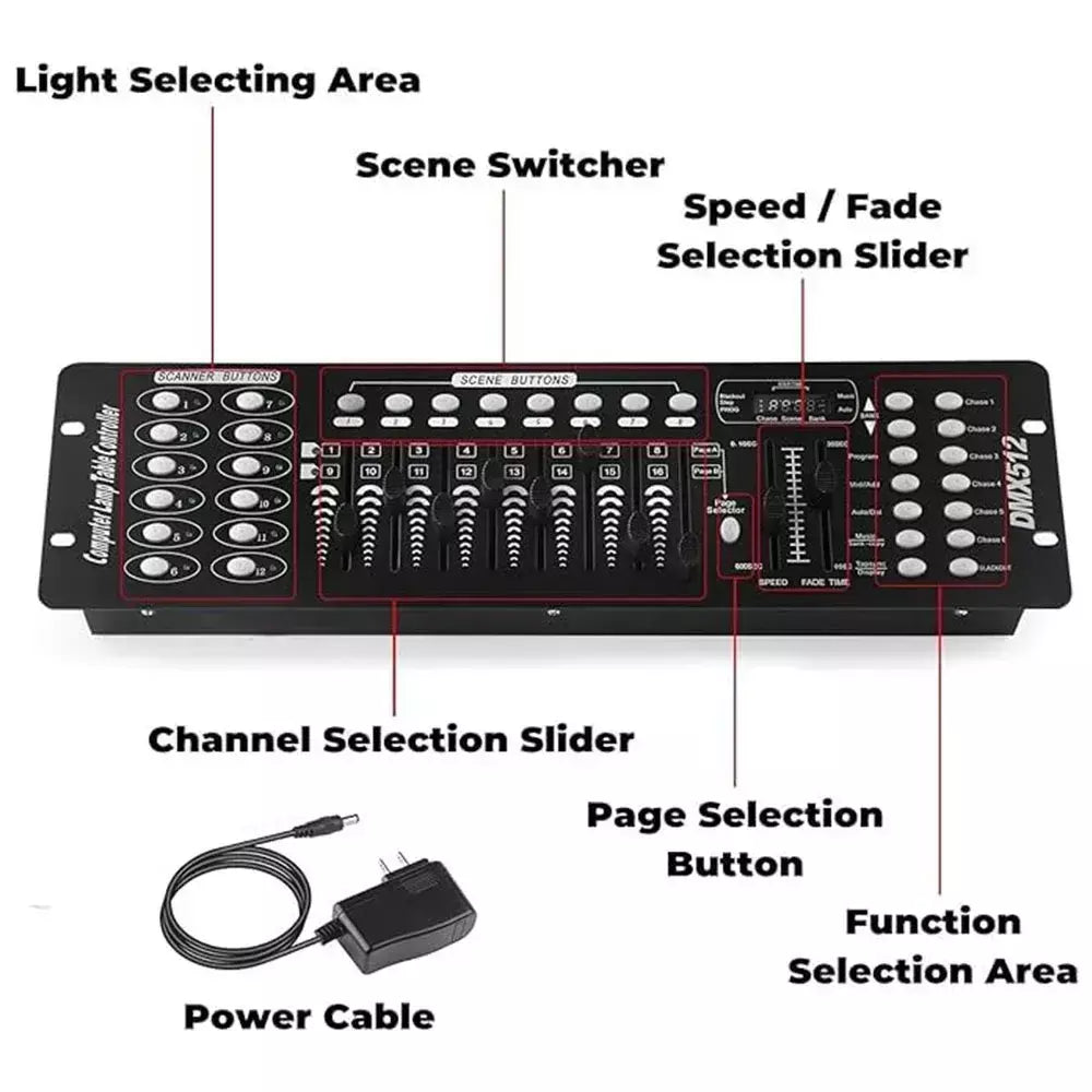 192 controlador dmx equipamento de dj dmx 512 operador midi para led par movendo a cabeça par luz dj discoteca clube bar concertos ao vivo