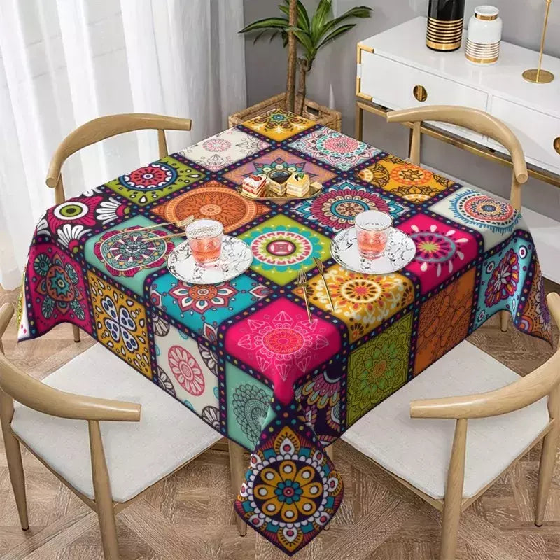 Bohemian Mandala Toalha de Mesa, Resistente a Manchas, Poliéster, Casamento, Festa, Casa, Jantar, Mesa de Café Acessórios