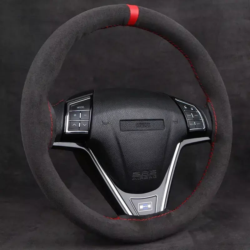 Capa de volante de carro de couro de camurça artificial universal 15 polegadas DIY acessórios de carro macio resistente ao desgaste com linha de agulha