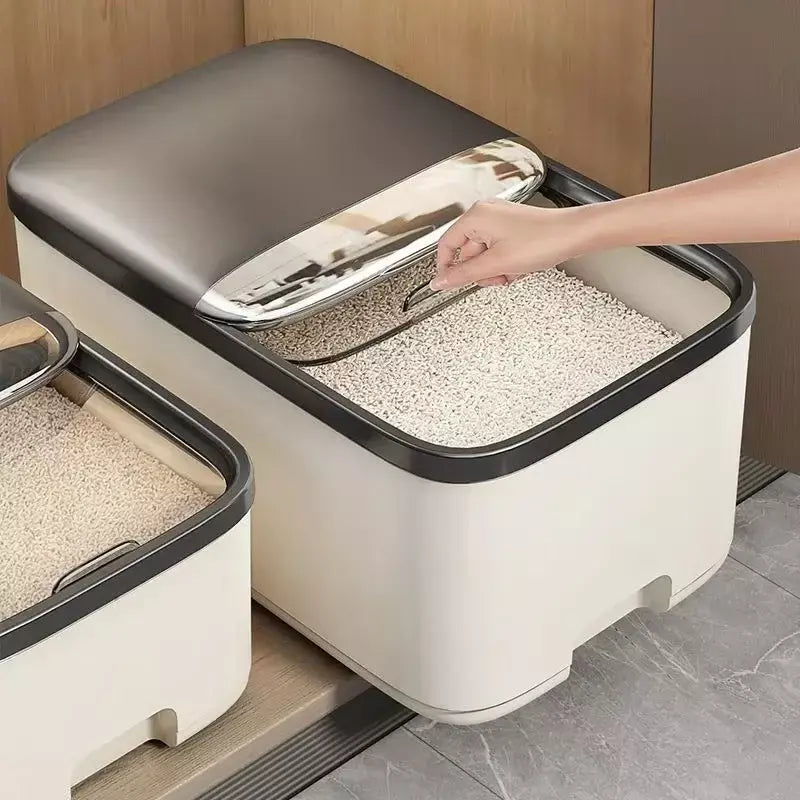 Caixa de armazenamento de arroz 10kg, casa com tampa, à prova de insetos, umidade, frasco selado, recipiente de cozinha, armazenamento de grãos secos
