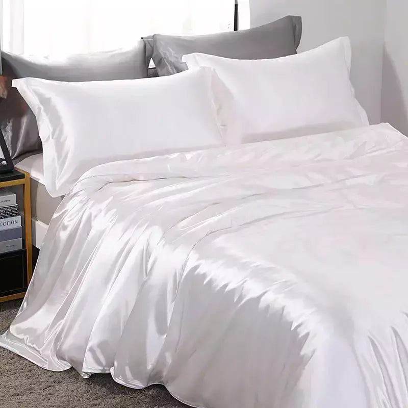 Luxo Satin Bedding Set Capa de edredão com fronha Estilo Europeu King Queen Size Confortável Bed Set Covers Folha de linho