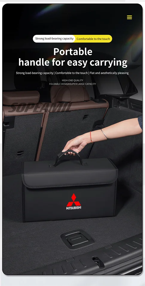 Para mitsubishi outlander pajero asx colt lancer l200 triton RalLIART caixa organizadora de porta-malas de carro caixa traseira estiva arrumação saco de armazenamento
