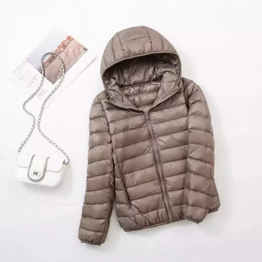 Casaco fino leve com capuz de pato para mulheres, casaco curto fino, streetwear quente, branco, plus size, casacos, outono, inverno, 2023