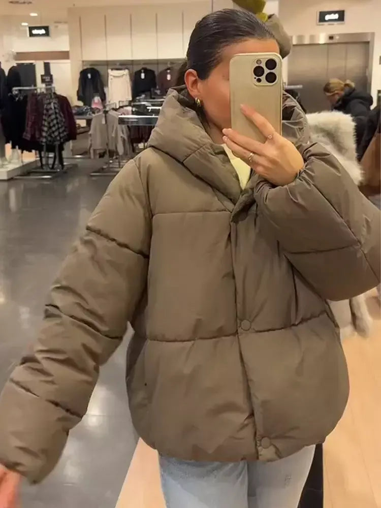 Inverno quente curto puffer jaquetas feminino solto parkas casaco moda com capuz pão jaqueta outwear algodão-acolchoado jaqueta