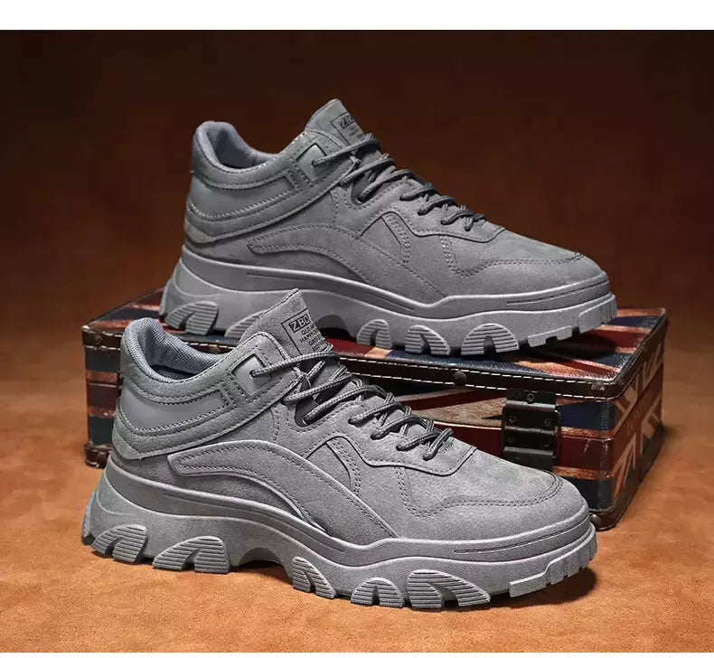 Sapatos de sola grossa masculina, botas de deserto, táticas calorosas, strappy nu, moda ao ar livre, novo, inverno, 2023