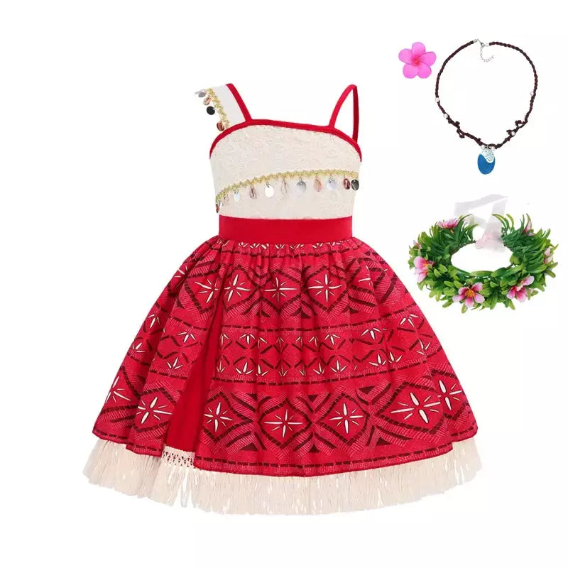Meninas roupa cosplay traje das crianças festa vestido de princesa verão casual praia vestido colar peruca conjunto vestidos de festa para meninas