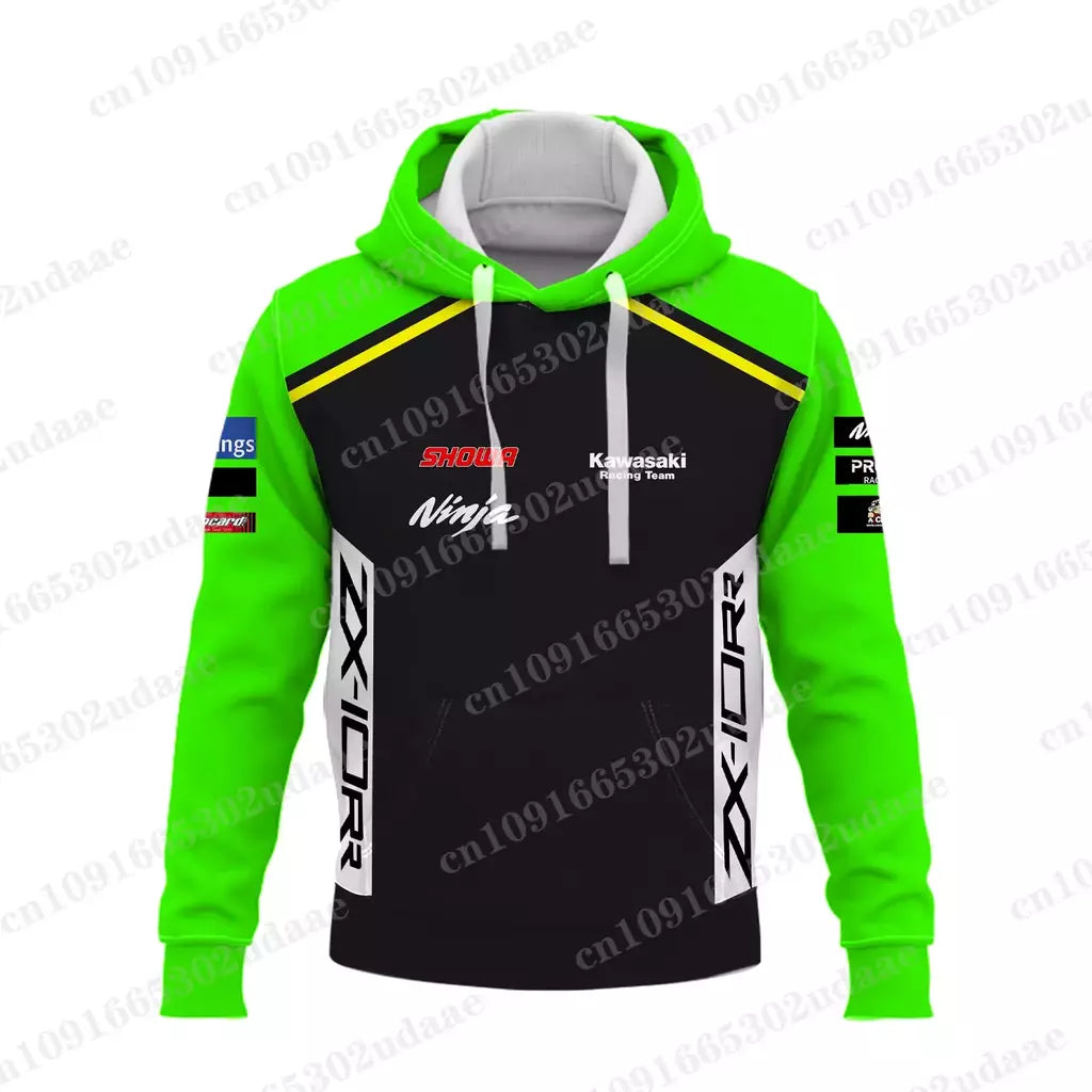 Moletons com capuz masculino e feminino, Forças de Corrida Kawasaki, Esportes Radicais, Nova Edição, 2024