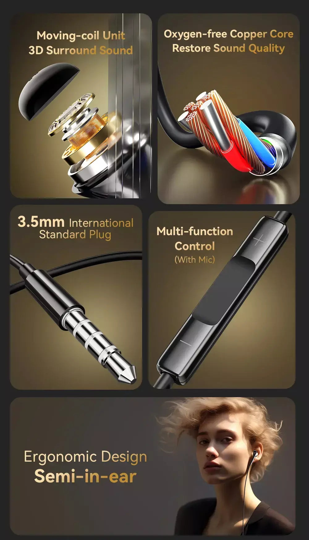 Essager 3.5mm fones de ouvido com fio no ouvido fones de ouvido com fio com microfone estéreo esportes controle em linha para telefones