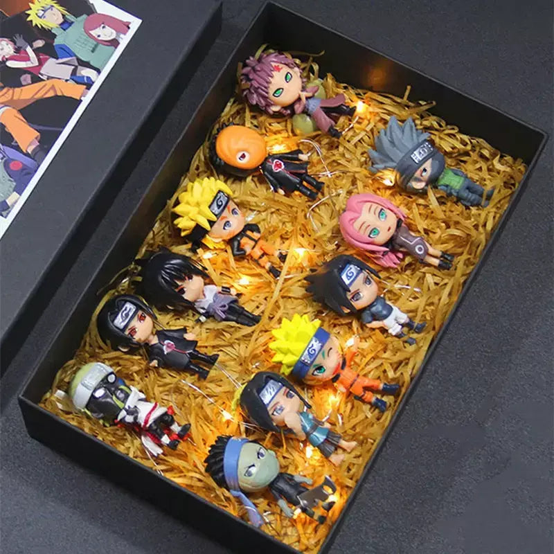 Naruto 6 pçs/lote 2 estilo 7-9cm figura sasuke assassino abelha tobi gaara kakashi personagem stands com base exclusiva bonecas por atacado