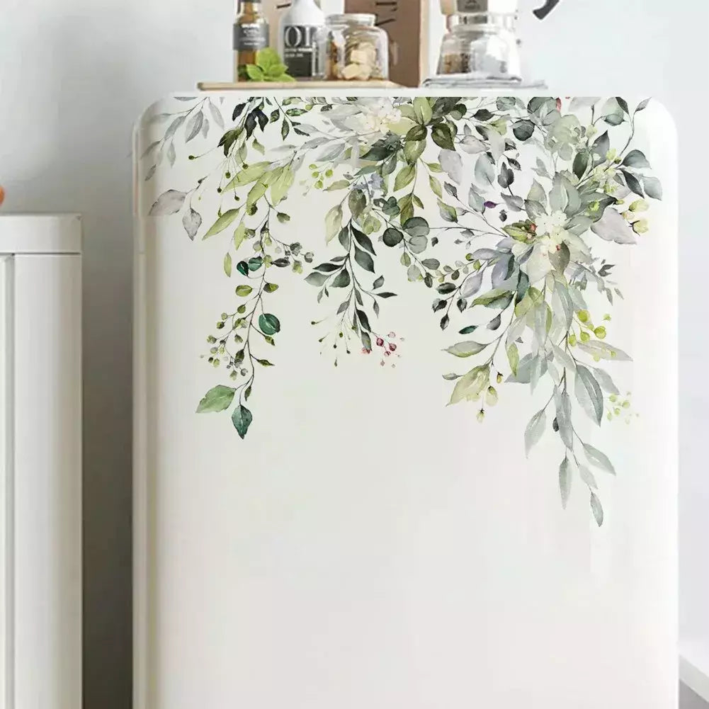1PCS Plantas Verdes Flores Adesivo De Parede Banheiro WC Decalques Sala de estar Gabinete Casa Decoração Auto-adesivo Mural