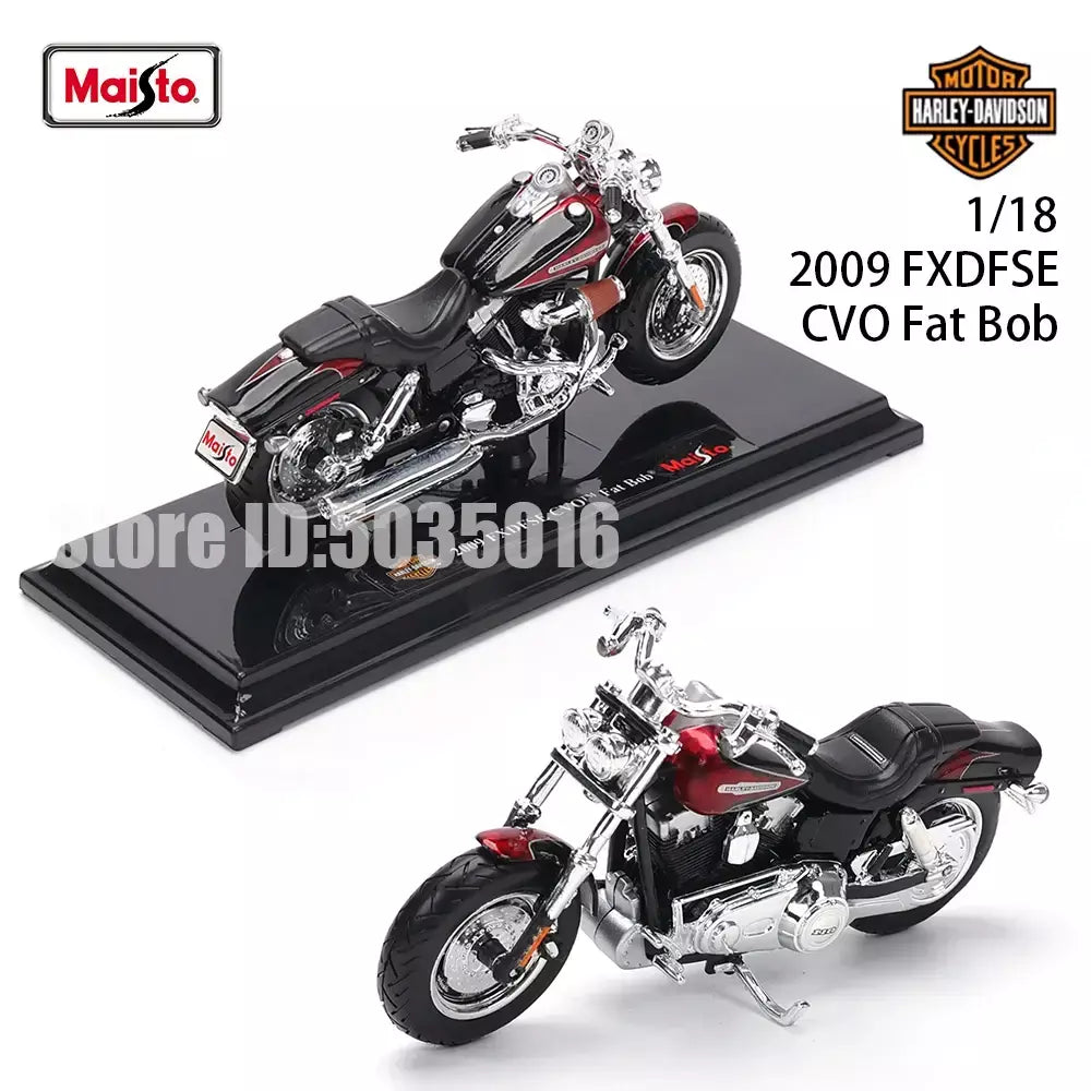 Maisto 1:18 Harley-Davidson Motocicleta 2022 Road King 2022 Fat Bob 114 Liga Modelo de Motocicleta Coleção de Carros de Brinquedo