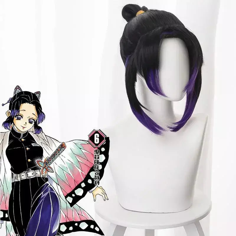 Anime kimetsu não yaiba kochou kochou shinobu cosplay traje demônio slayer kochou uniformes perucas cabelos halloween para crianças adulto