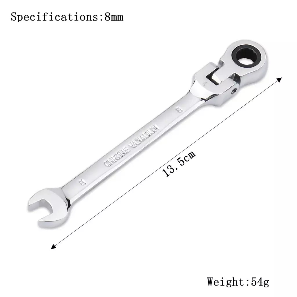 Chave de catraca de chaves, conjunto de ferramentas manuais, catraca de 72 dentes, cabeça flexível, acabamento espelhado, 6mm-27mm, reparo automático e doméstico, 1 peça