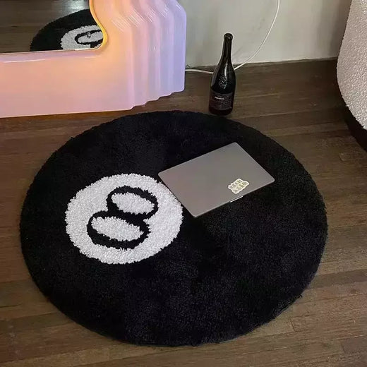 Tapete de bilhar redondo simulado, Tapete de 8 bolas, Tapete de cadeira macia de caxemira, Tapetes antiderrapantes, Quarto Vintage Black Carpet Drop