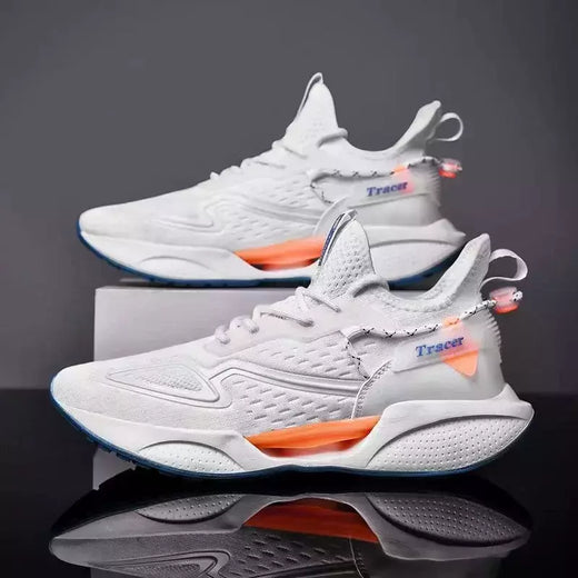Tênis de corrida casual masculino, tênis ao ar livre, calçados esportivos da moda, malha respirável, amortecimento, calçado de basquete