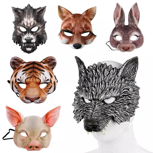 Máscara animal 3d realista meia máscara facial halloween carnaval masquerade festa de aniversário jogo cosplay acessórios de fantasia adereços