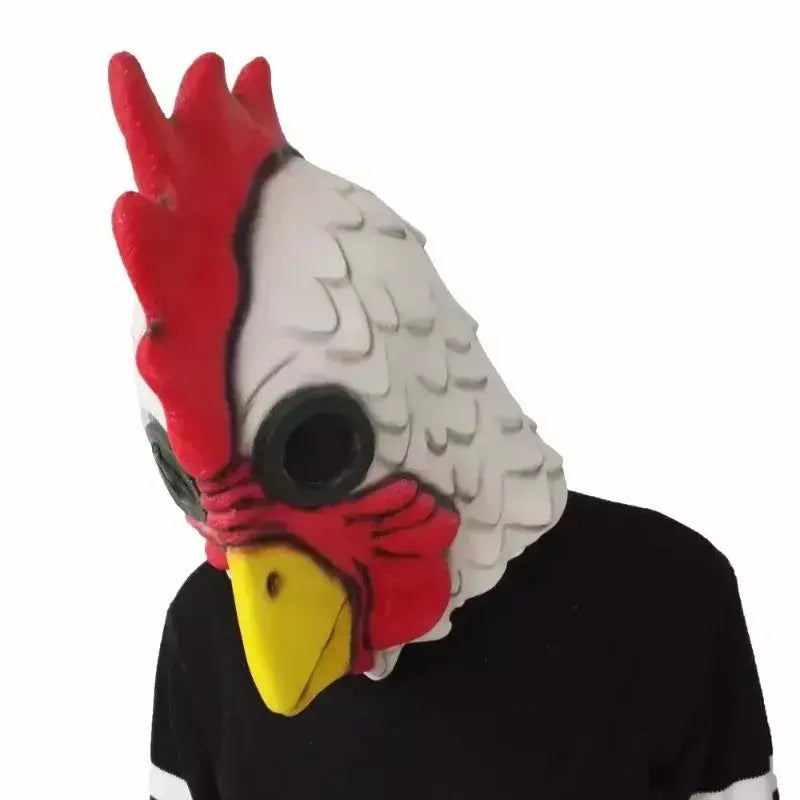 Adereços de galo branco máscara de frango louco dia dos tolos de abril fantasia festa cabeça de animal adereços cosplay acesso de carnaval