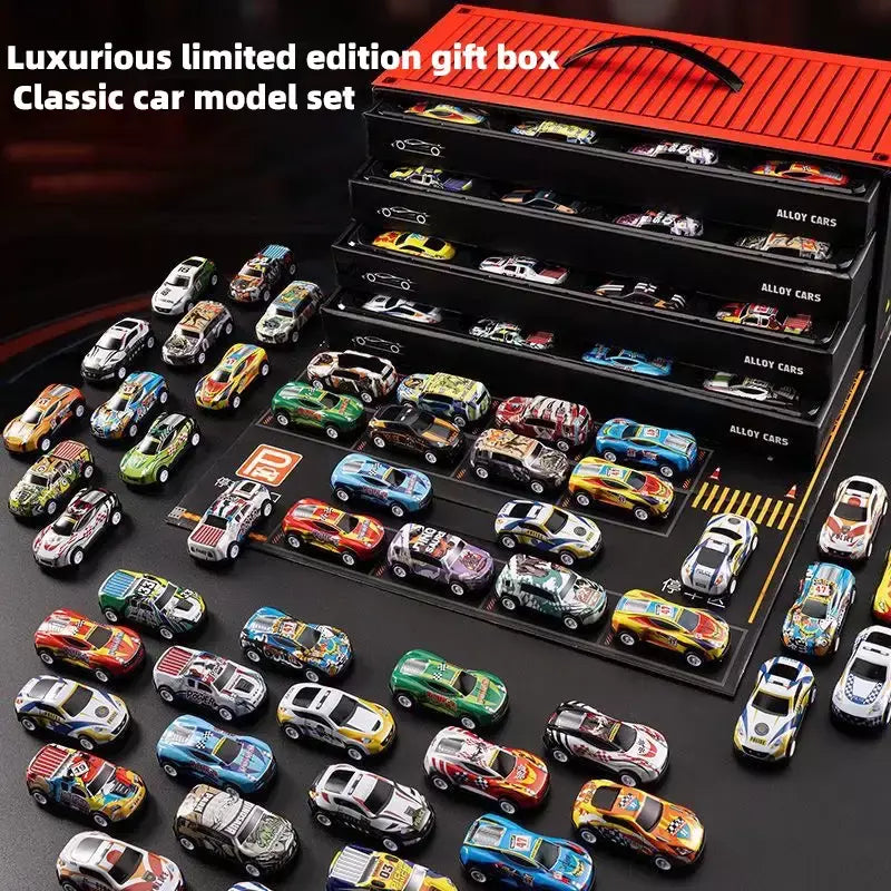 48 peças conjuntos de carros de liga metálica, modelos de carros de brinquedo, carros de corrida de carros de lata, modelos de carros clássicos, presentes de Natal