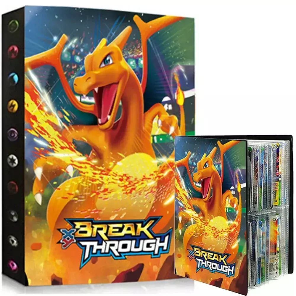 Álbum de cartões 4/9 protetor 240/540 pçs cartão livro mapa carta titular pasta dos desenhos animados charizard mewtwo vmax gx cartões coleção pasta